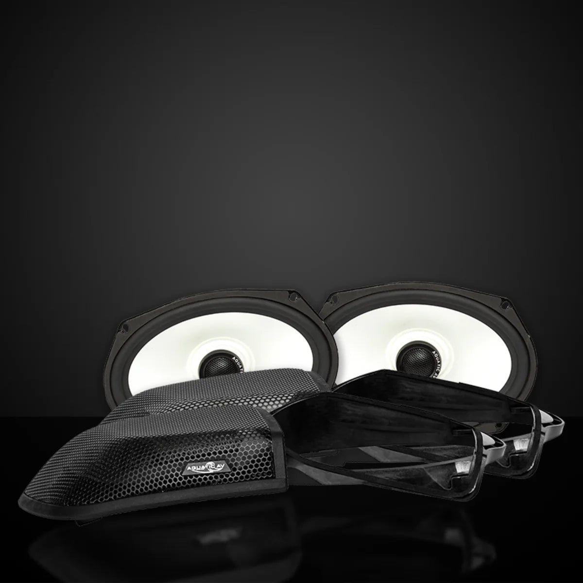 AQUATIC AV 1998-2013 6X9 COAXIAL SPEAKERS WITH RGB LED + CUT IN LIT KIT & GRILLES (HG099)