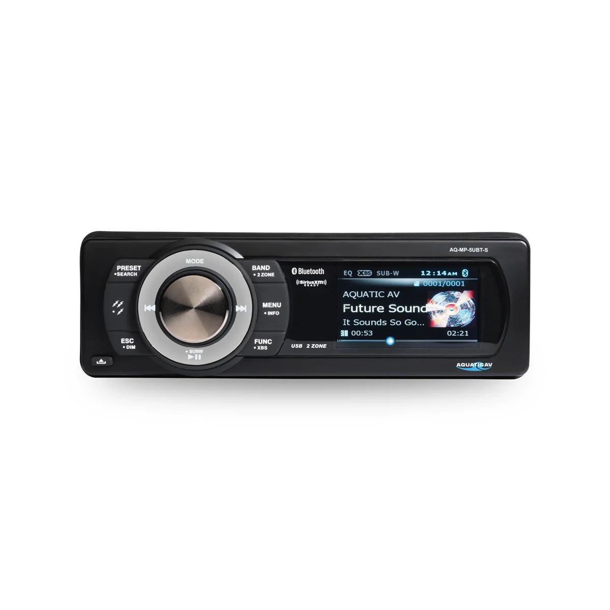 AQUATIC AV Single DIN Flagship Marine Receiver - 3 pairs of RCA Preouts, Sirius XM Ready (AQMP5UBTS)
