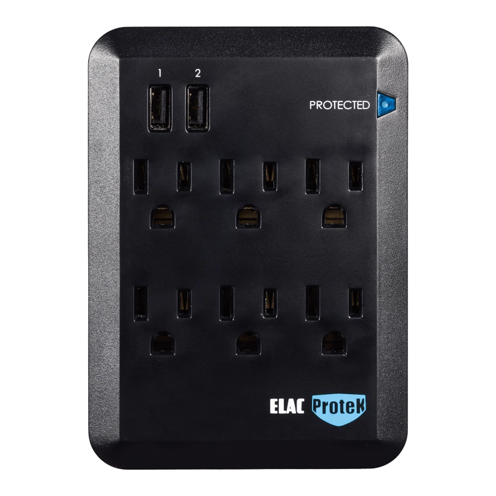 ELAC Protek PB-62S Six Outlet Wall Tap Surge Protector with USB