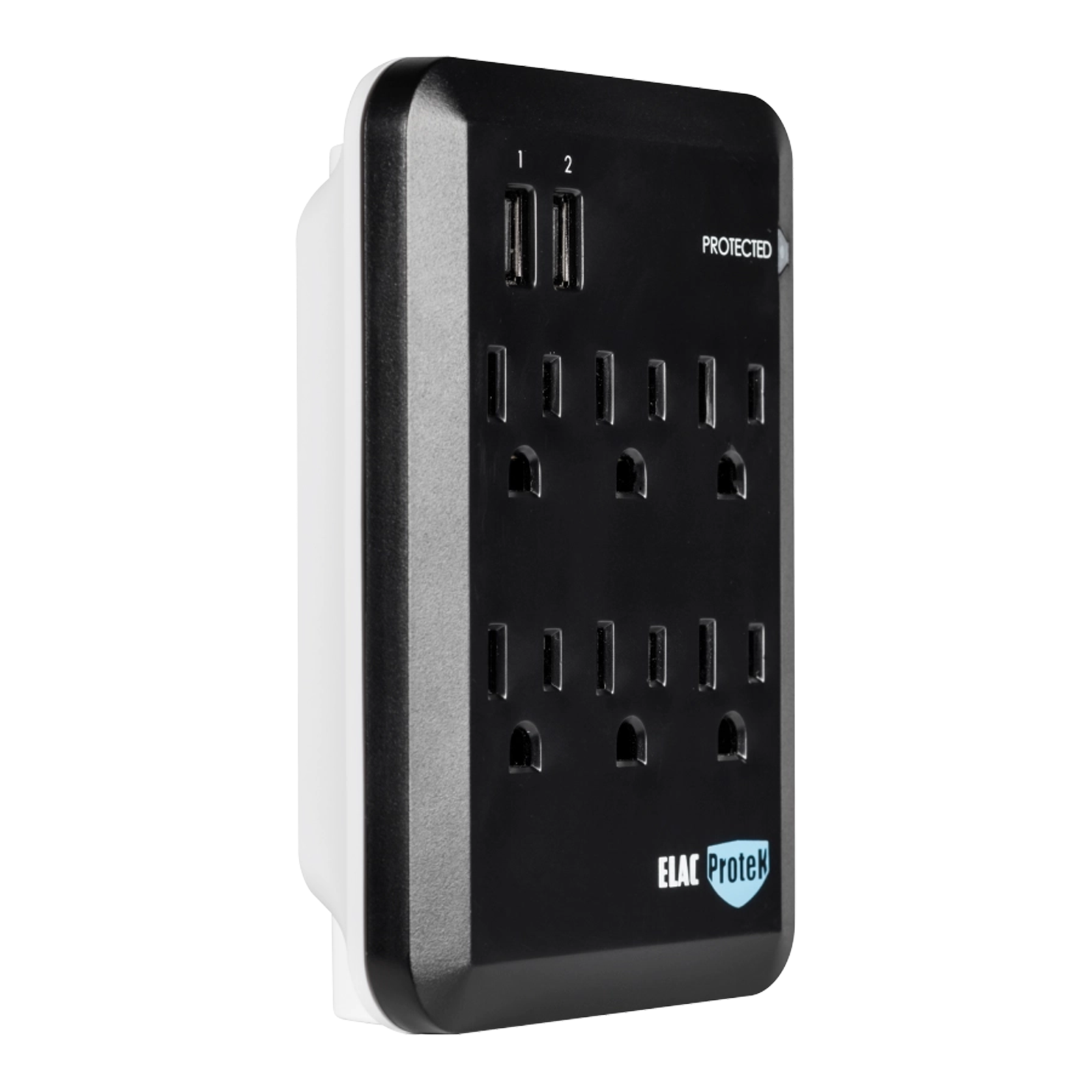 ELAC Protek PB-62S Six Outlet Wall Tap Surge Protector with USB