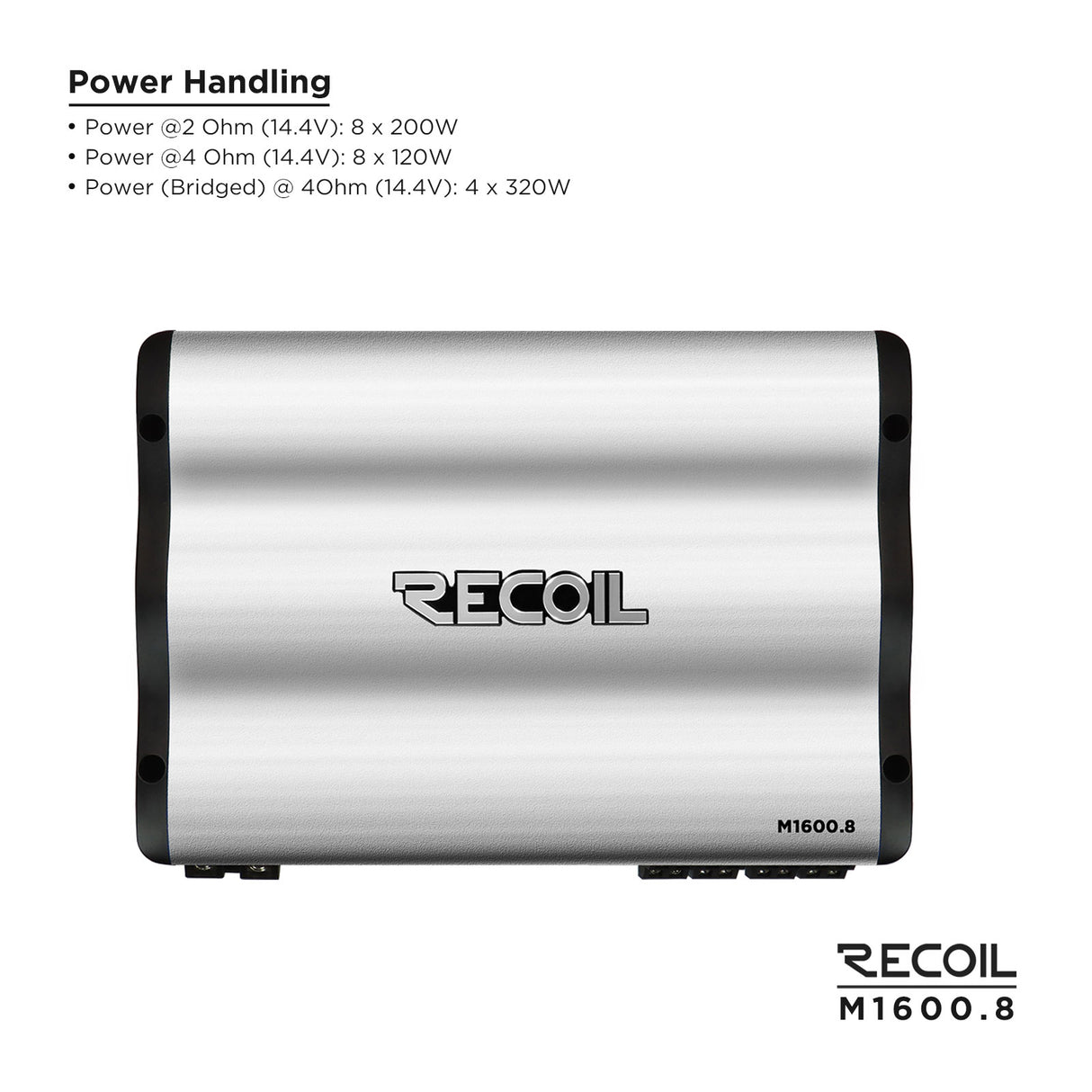 RECOIL Marine Grade 8-Channel Amplfiier - 120 Watts x 8 RMS @ 4 Ohms (M16008)