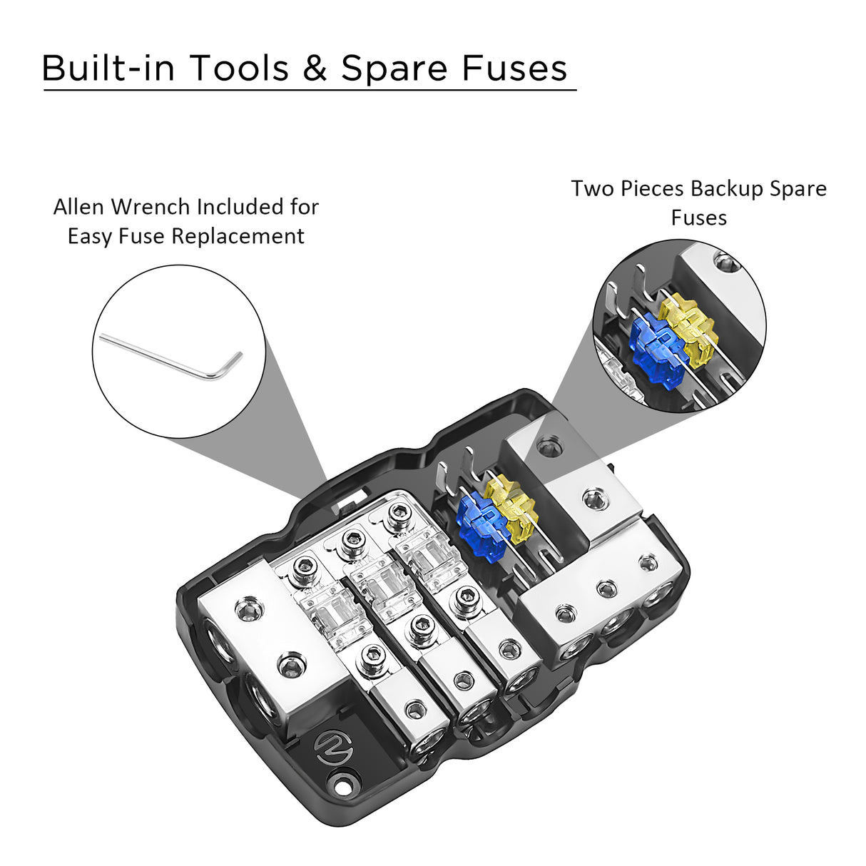RECOIL 3 Position Combination Power / Ground Distribution Block - 1/0 AWG inputs / 4 AWG Power & Ground Outputs (MPG3)