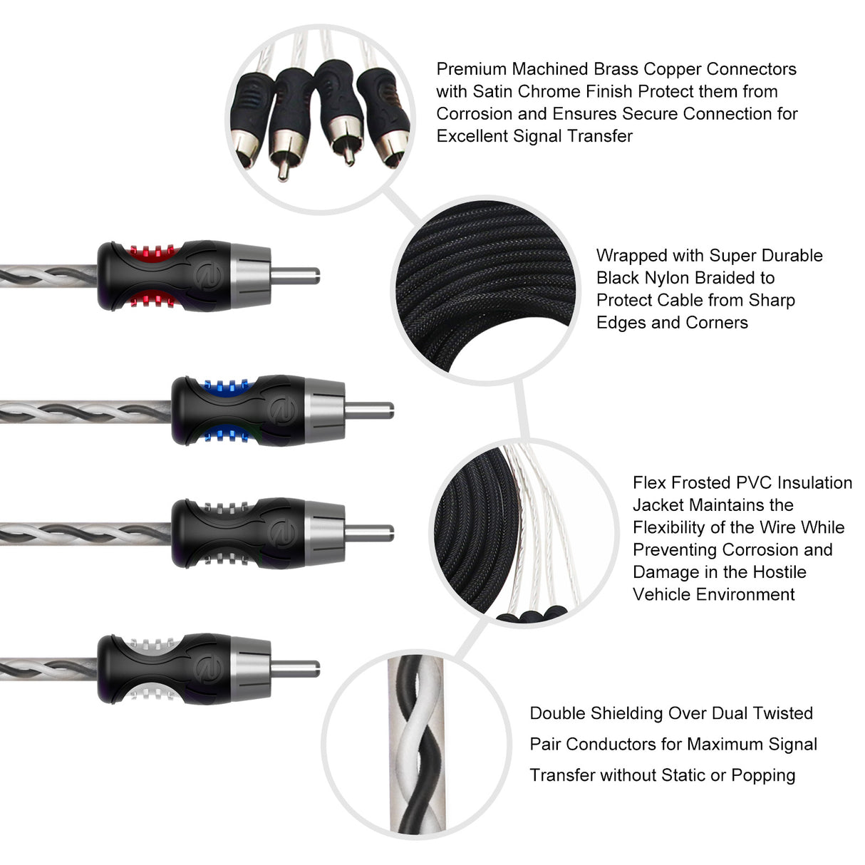 RECOIL ECHO PRO SERIES 4-Channel 17 FT RCA Cable (PCI417)