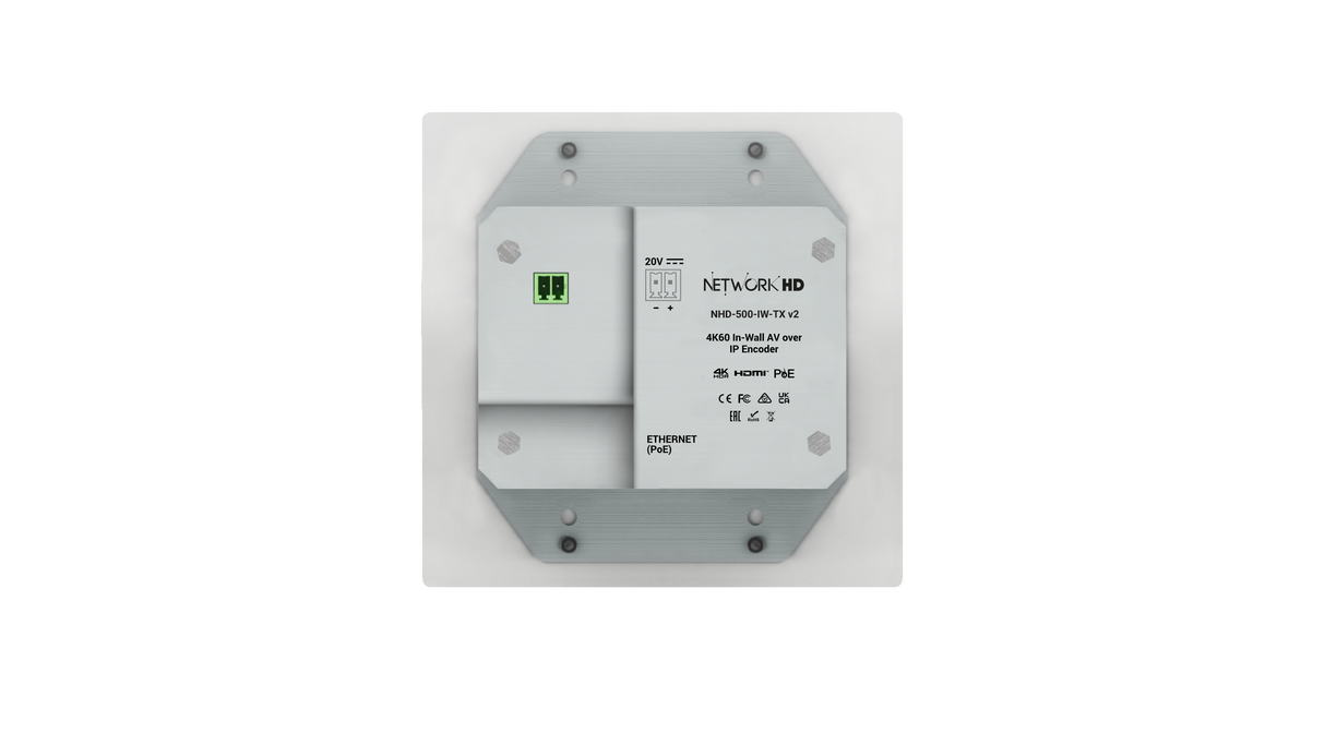 Wyrestorm 4K60Hz 2-Gang In-Wall Encoder | 4K60Hz 4:4:4 | 1GbE | HDMI & USB-C Inputs (NHD500IWTXv2)