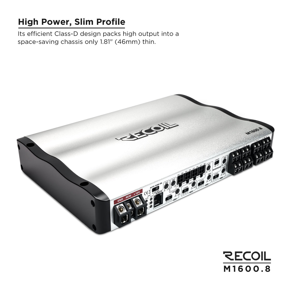 RECOIL Marine Grade 8-Channel Amplfiier - 120 Watts x 8 RMS @ 4 Ohms (M16008)