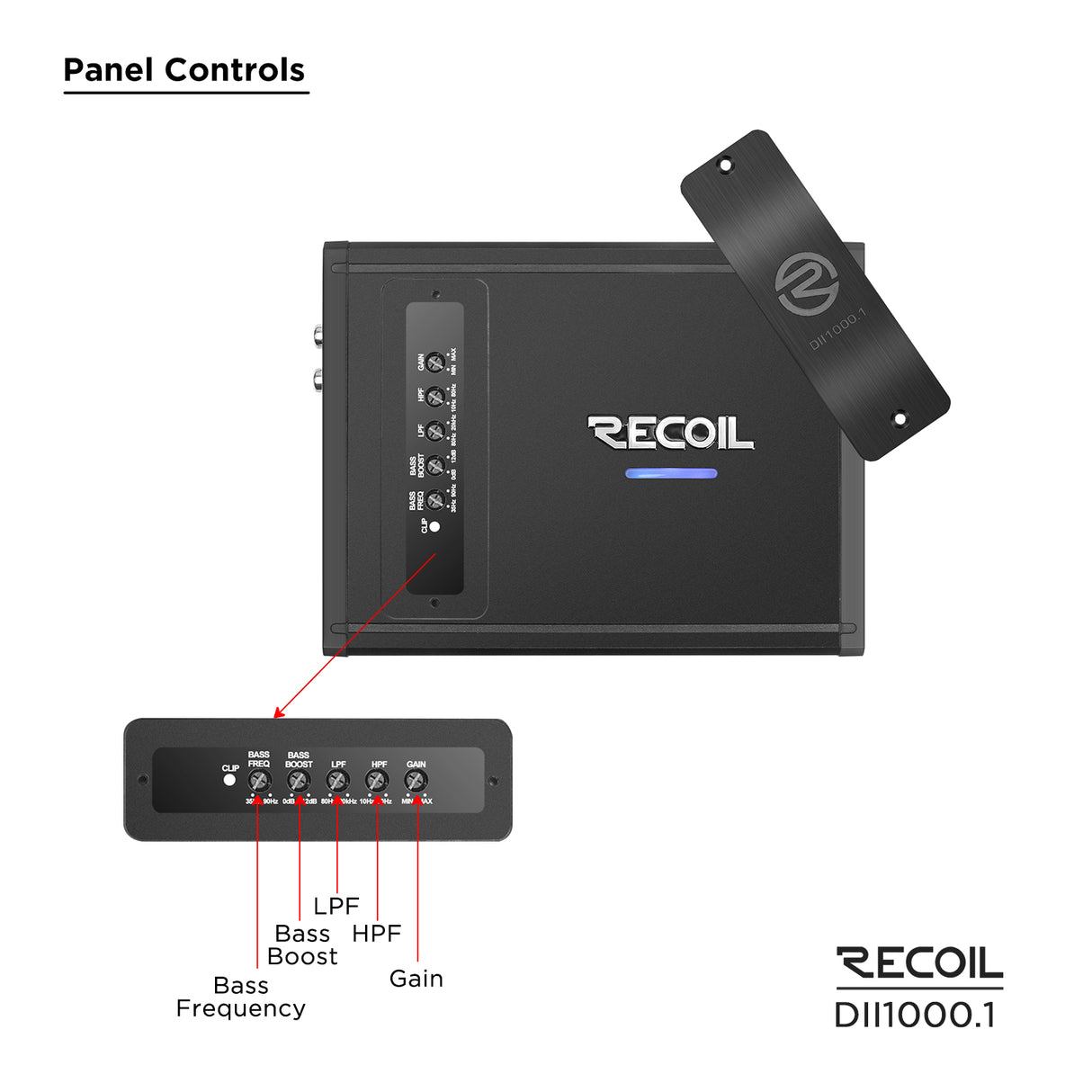Recoil DII SERIES Mono Block Amplifier 1,000 Watts RMS x 1 @ 2 Ohms (DII10001)