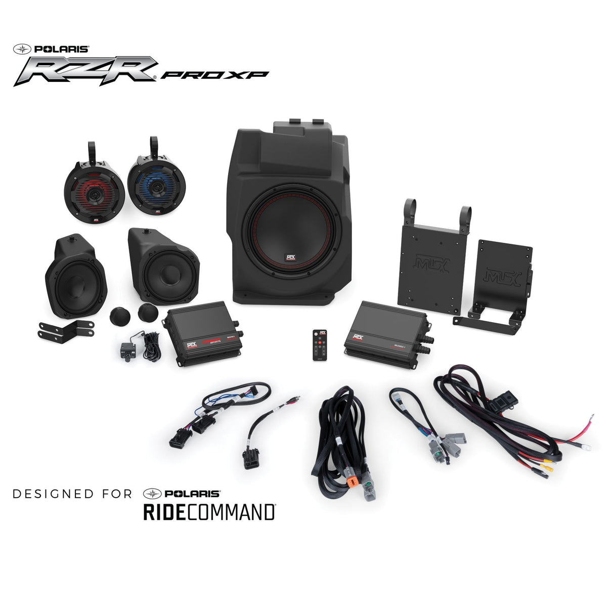 2020+ Polaris Rzr Proxp- Ridecommand Integration, 2 Amps, 5 Speakers, Plug-N-Play System (PROXP20RCTHUNDER5)