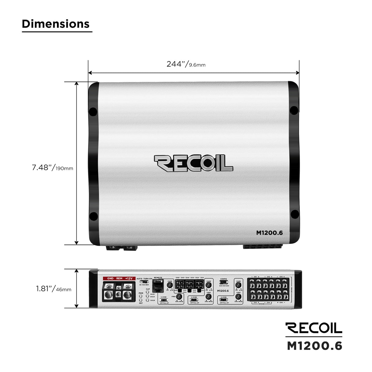 RECOIL Marine Grade 6-Channel Amplfiier - 110 Watts x 6 RMS @ 4 Ohms (M12006)