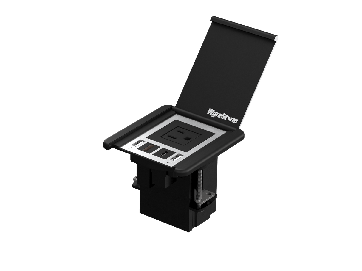 Wyrestorm Compact In-Desk Connectivity | HDMI & USB-C Passthrough | USB Charging | North Amercian Mains Outlet (IDB200NA)