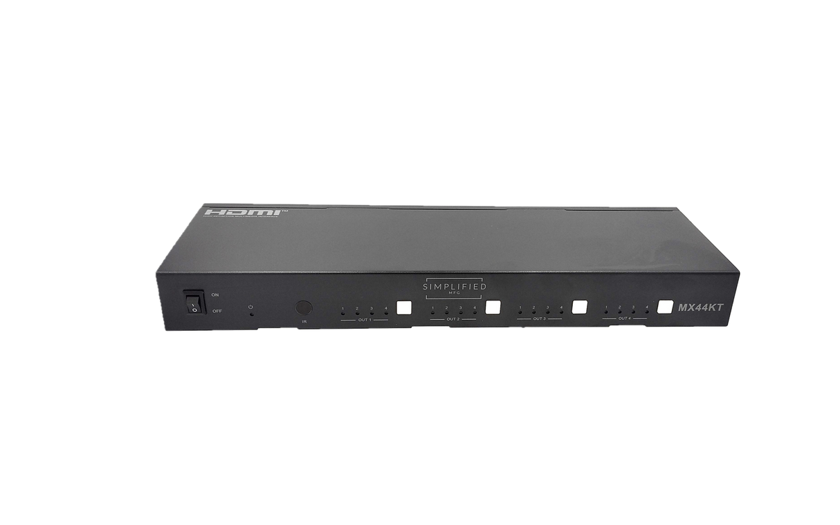50m (@4K) 4x4 scaling HDMI matrix kit with 4 RX (MX44KT)