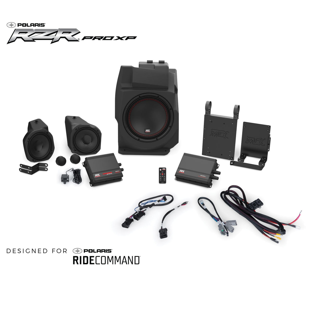 2020+ Polaris Rzr Proxp - Ridecommand Integration, 2 Amps, 3 Speakers, Plug-N-Play System (PROXP20RCTHUNDER3)