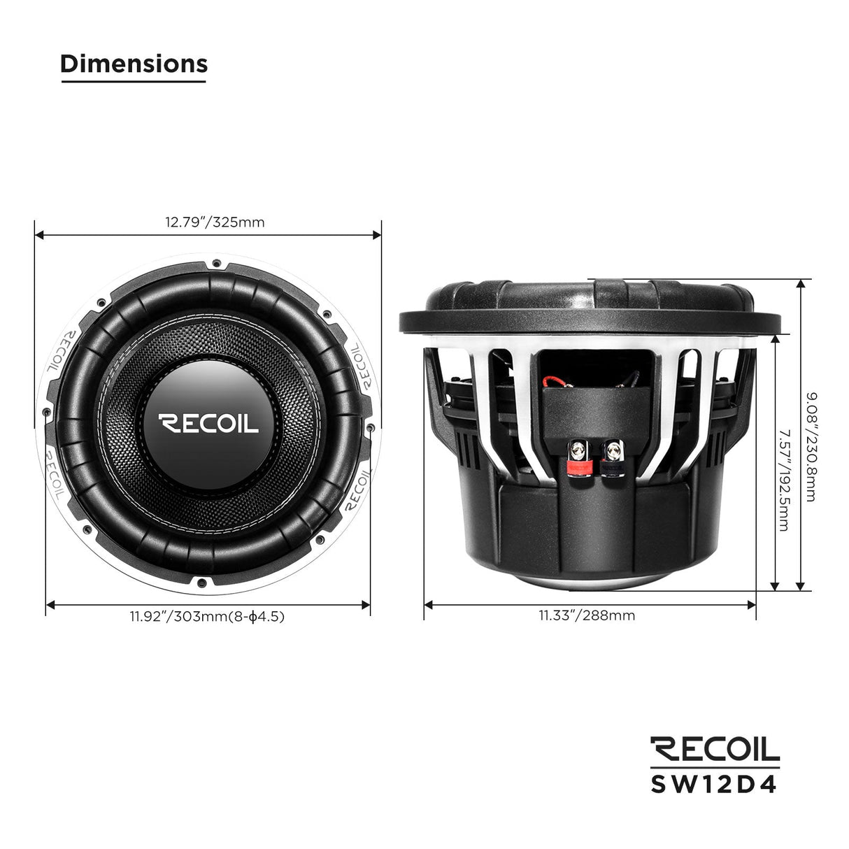 ECHO MAX SERIES 12" Dual 4 Ohm Subwoofer - 1,200 Watts RMS Power Handling (SW12D4)