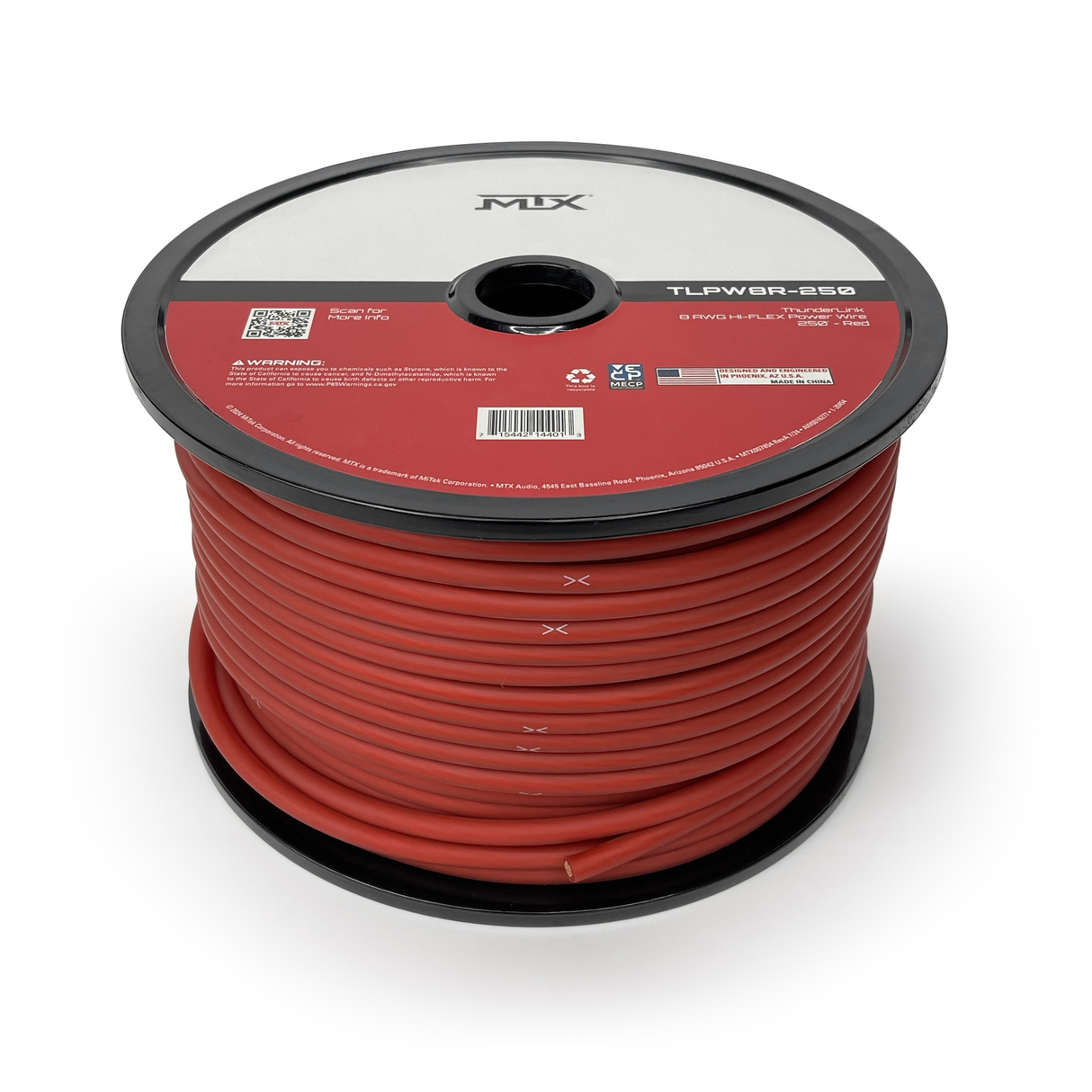 8 Awg Hi-Flex Power Wire 250 Ft - Red (TLPW8R250)