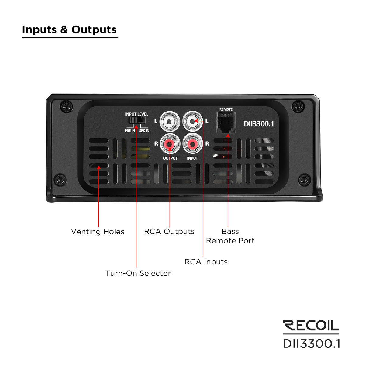 Recoil DII SERIES Mono Block Amplifier 3,300 Watts RMS x 1 @ 1 Ohm (DII33001)