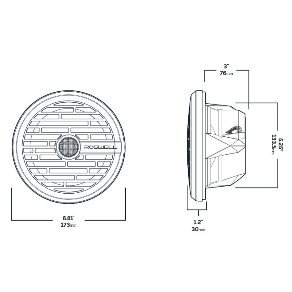Roswell R1 SERIES 6.5" Marine Coaxial Speakers with RGB - White (R165WHITE)