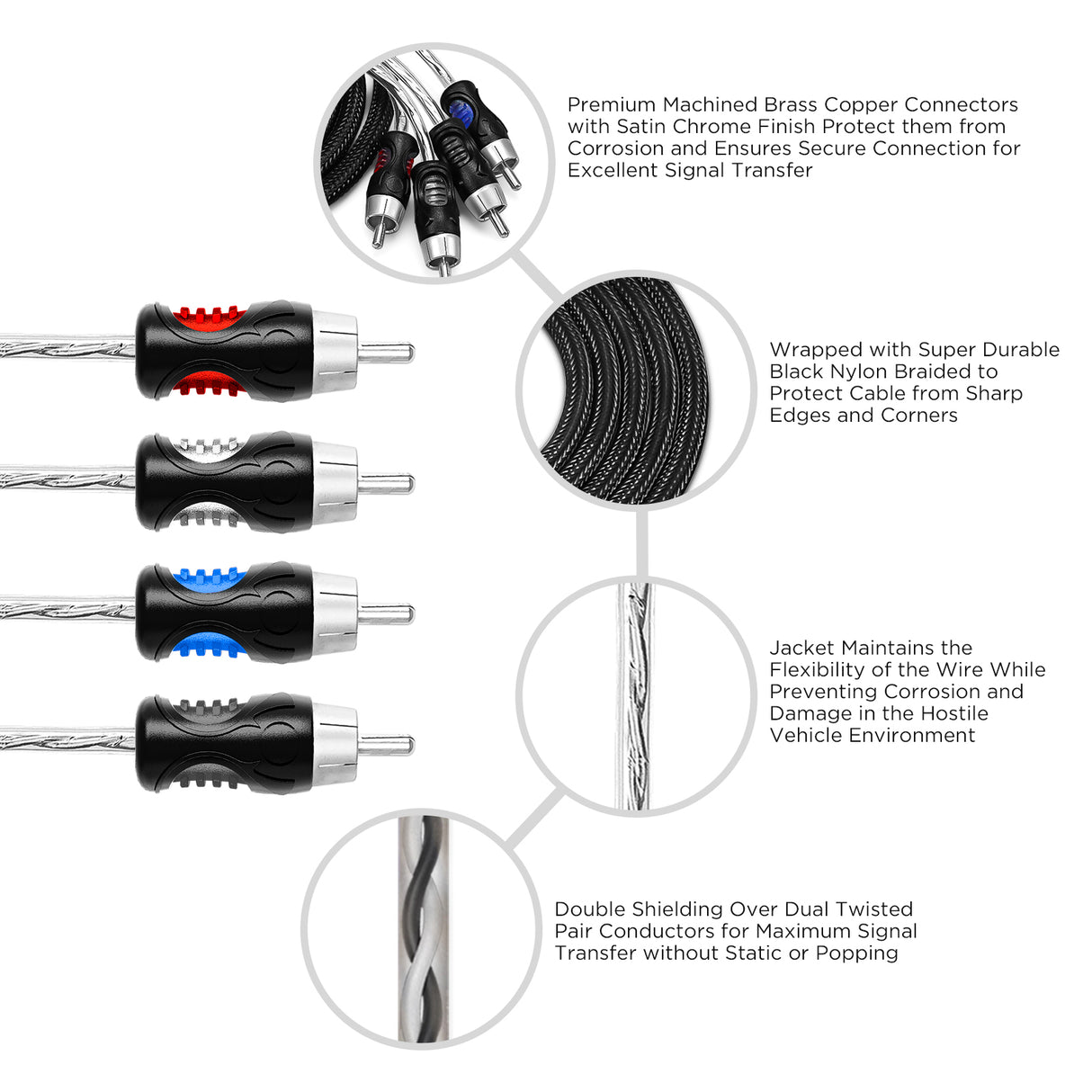 RECOIL ECHO PRO SERIES 4-Channel 9 FT RCA Cable (PCI49)