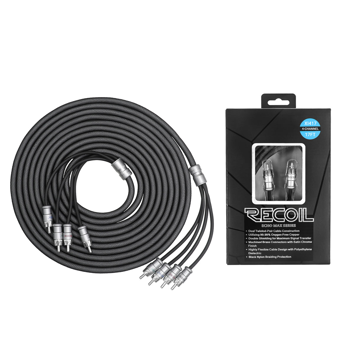 RECOIL ECHO MAX SERIES 4-Channel 17 FT RCA Cable (XI417)