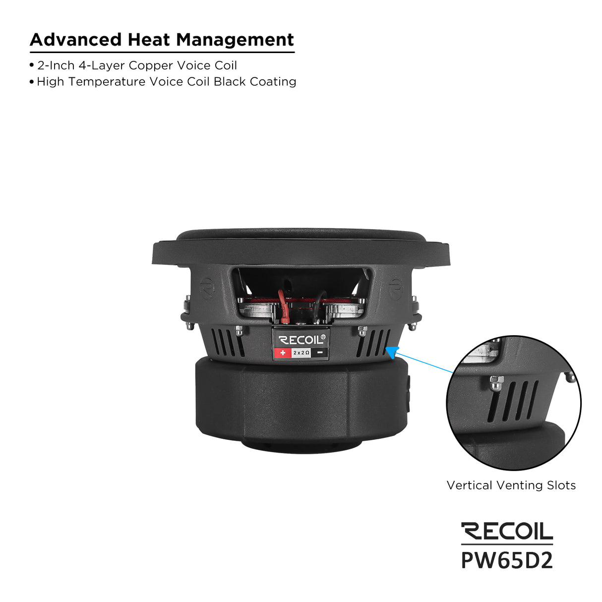 Recoil ECHO PRO SERIES 6.5" Dual 2 Ohm Subwoofer - 200 Watts RMS Power Handling (PW6D2)