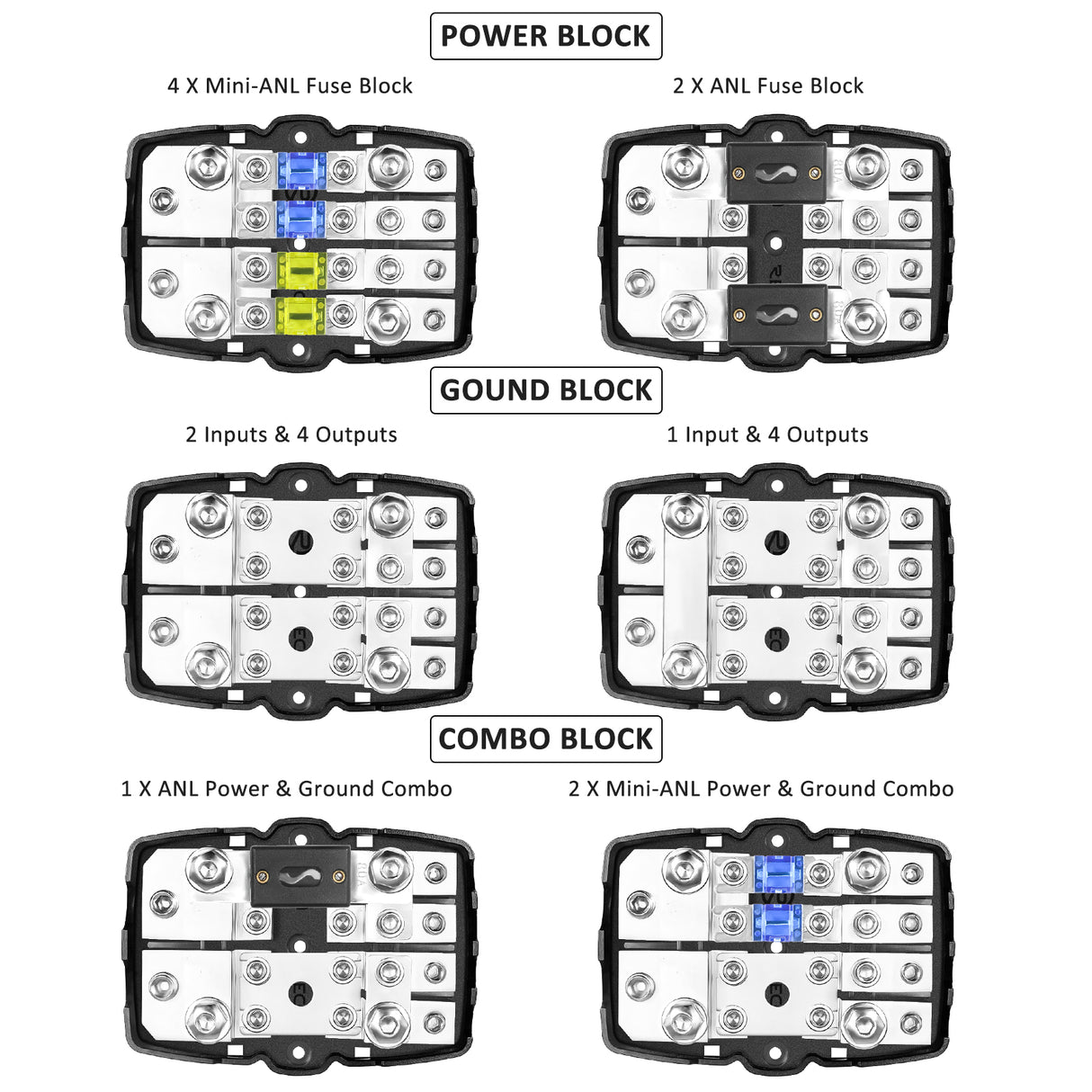RECOIL 2 Posiion Combiniation ANL / Mini ANL Fuse Block (fuses included) (MFH24)