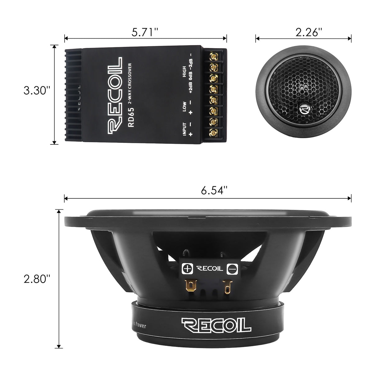 Recoil ECHO PRO SERIES 2-Way Component Speaker System (RD65)