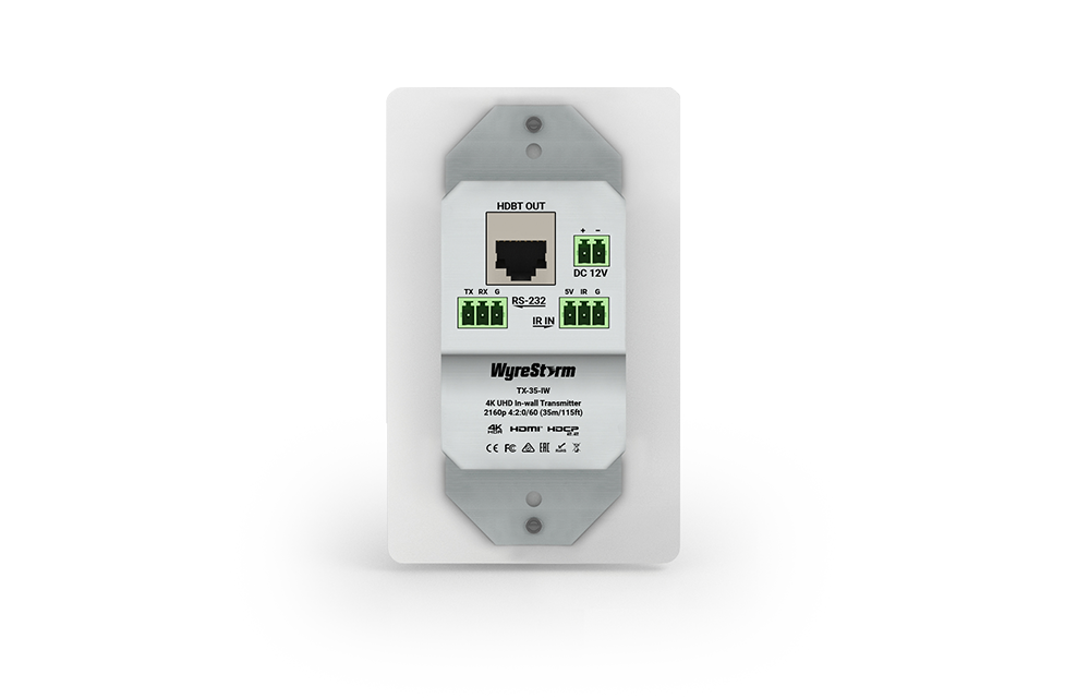 Wyrestorm HDMI 1.4 4K60Hz HDBaseT Single Gang In-Wall Transmitter | 4K60Hz 4:2:0 | PoH | IR & RS232 Passthrough (4K: 35m/115ft, 1080p: 70m/230ft) (TX35IW)