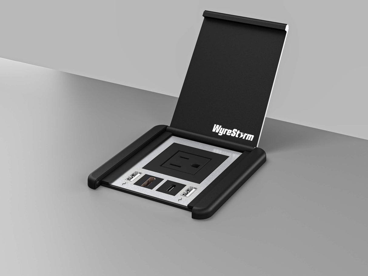 Wyrestorm Compact In-Desk Connectivity | HDMI & USB-C Passthrough | USB Charging | North Amercian Mains Outlet (IDB200NA)