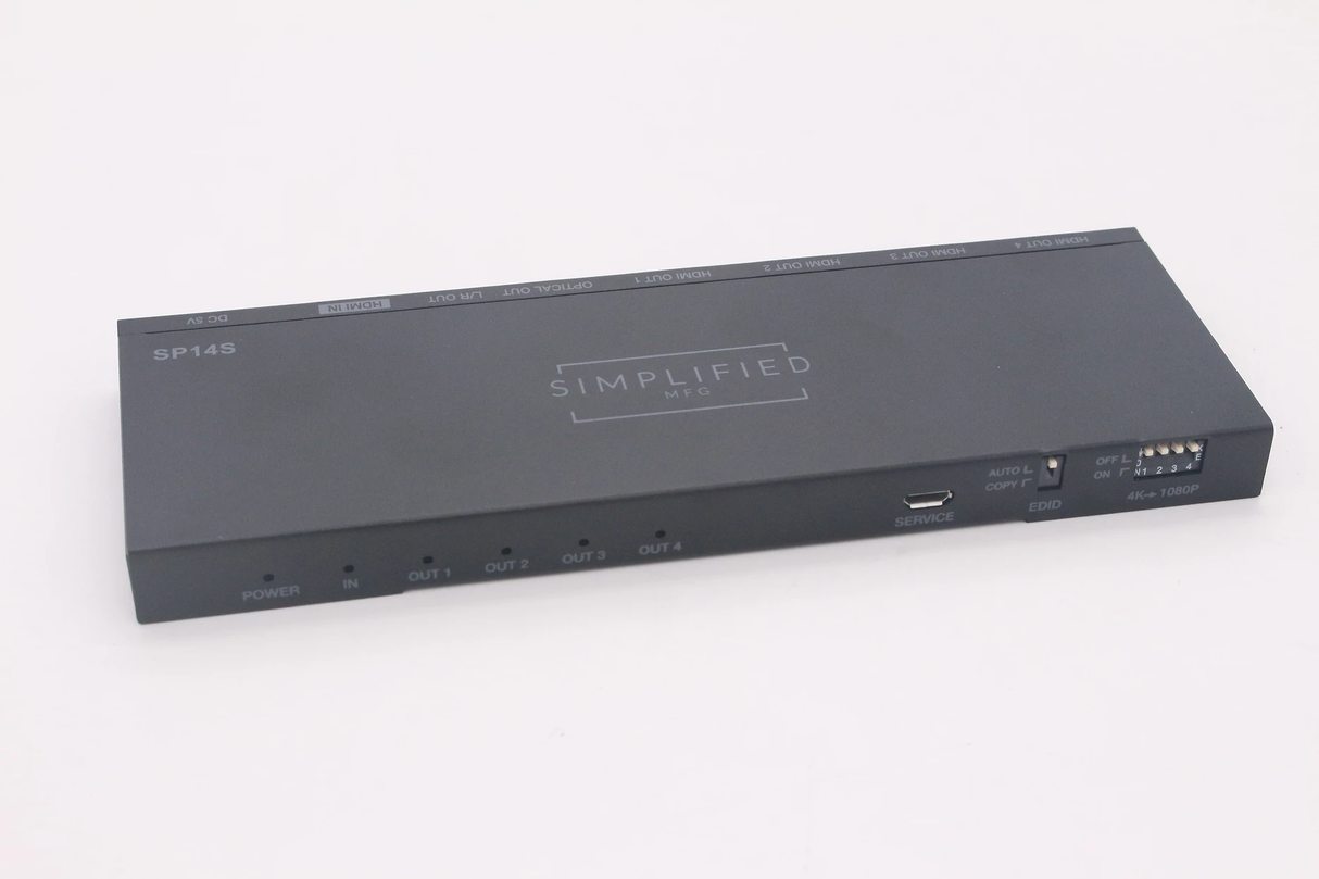 HDMI 2.0b 1 to 4 HDMI splitter with audio breakout and scaling (SP14S)