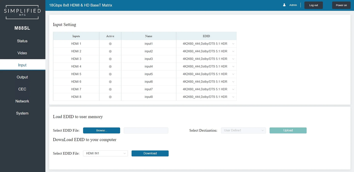 8x8 HDMI scaling matrix w/ parallel 120m UTP outputs (M88SL)