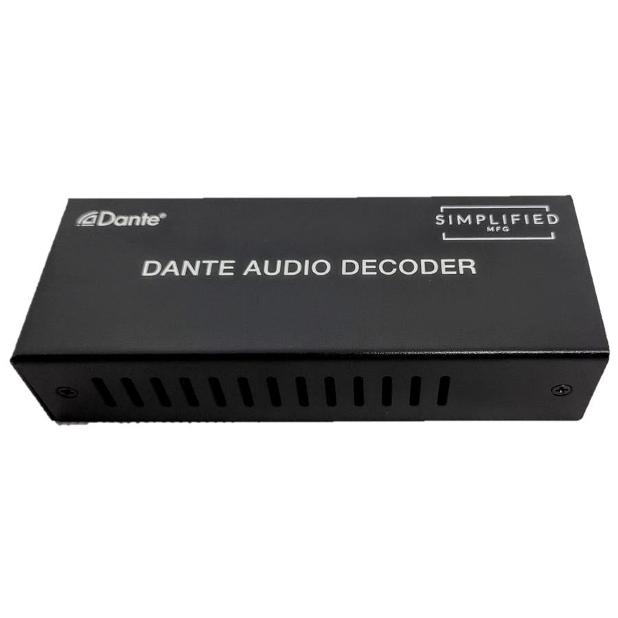 Dante to balanced or unbalanced stereo audio decoder (DTEDEC)