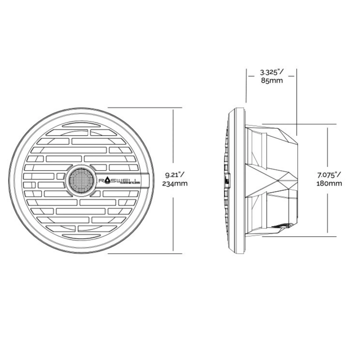 Roswell R1 SERIES 8" Marine Coaxial Speakers with RGB - White (R18WHITE)