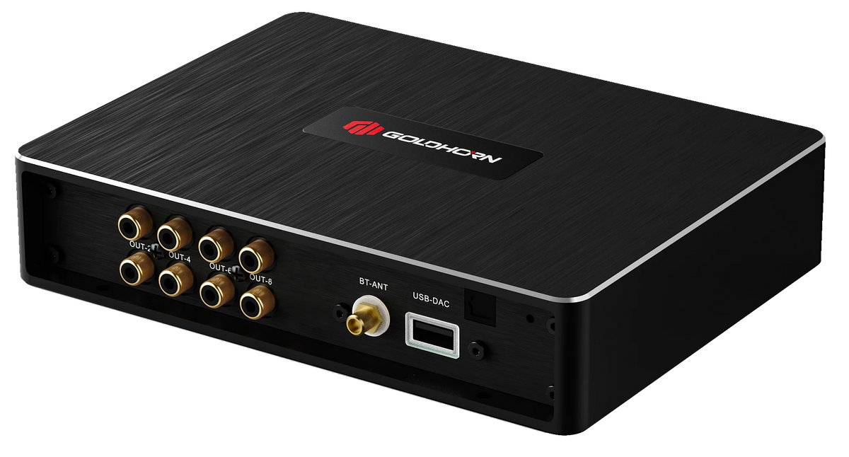 Goldhorn 4 Channel Amplifier with 10 Channel DSP Processor - 30 Watts x 4 RMS Power CLASS A/B Amplifier (P1DSP1)