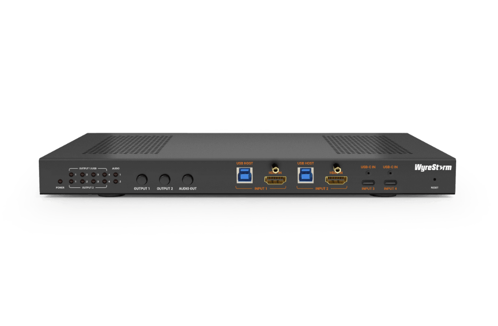 SynergyÊ4K60Hz HDR 4x2 HDMI & USB-C Matrix Switcher with MST | Dual 60-Watt Charging | USB 3.2 | USB Passthrough 1Gbe | GPIO | Down-Scaling (MX0402MST)