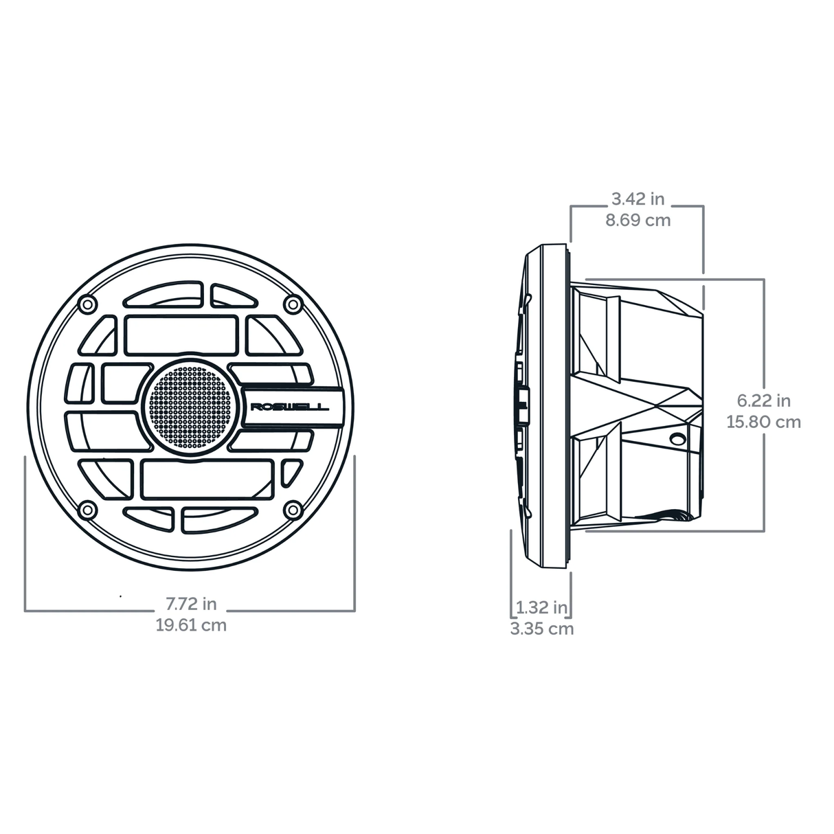 Roswell R65 6.5" Marine Coaxial Speakers with RGB - Black (R65)