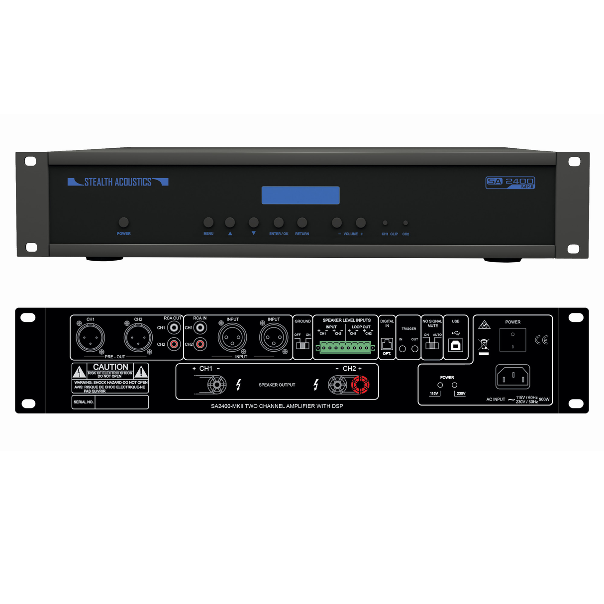 2-Channel, High-Current Amplifier with DSP_|_2U, 460W _ 2 @ 4 ½ (SA2400MKII)