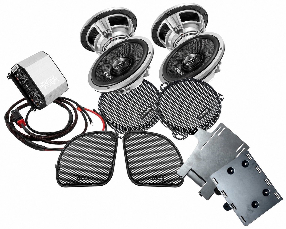 Cicada 4CH AMP & 4 PRO COAX SPEAKER H-D COMPLETE SYSTEM FOR 2014-2023 H-D ULTRA MOTORCYCLES (14FLXCXX4X4U)