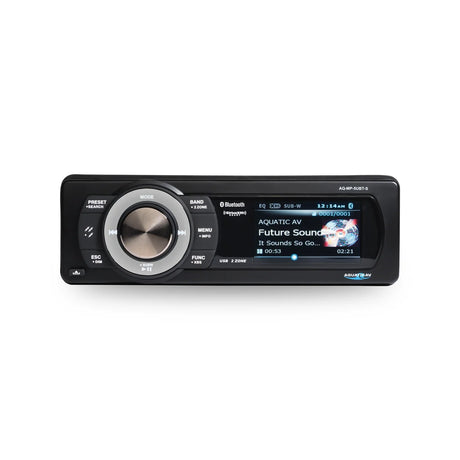 AQUATIC AV Single DIN Flagship Marine Receiver - 3 pairs of RCA Preouts, Sirius XM Ready (AQMP5UBTS)