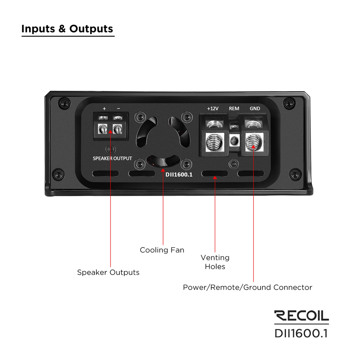 Recoil DII SERIES Mono Block Amplifier 1,600 Watts RMS x 1 @ 2 Ohms (DII16001)
