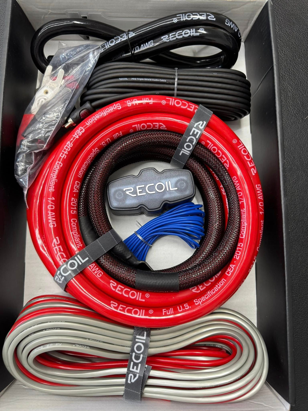 Recoil 1/0 AWG 2-Channel Pure OFC Copper Amplifier Wiring Kit with RCA's (0SKCOMP)