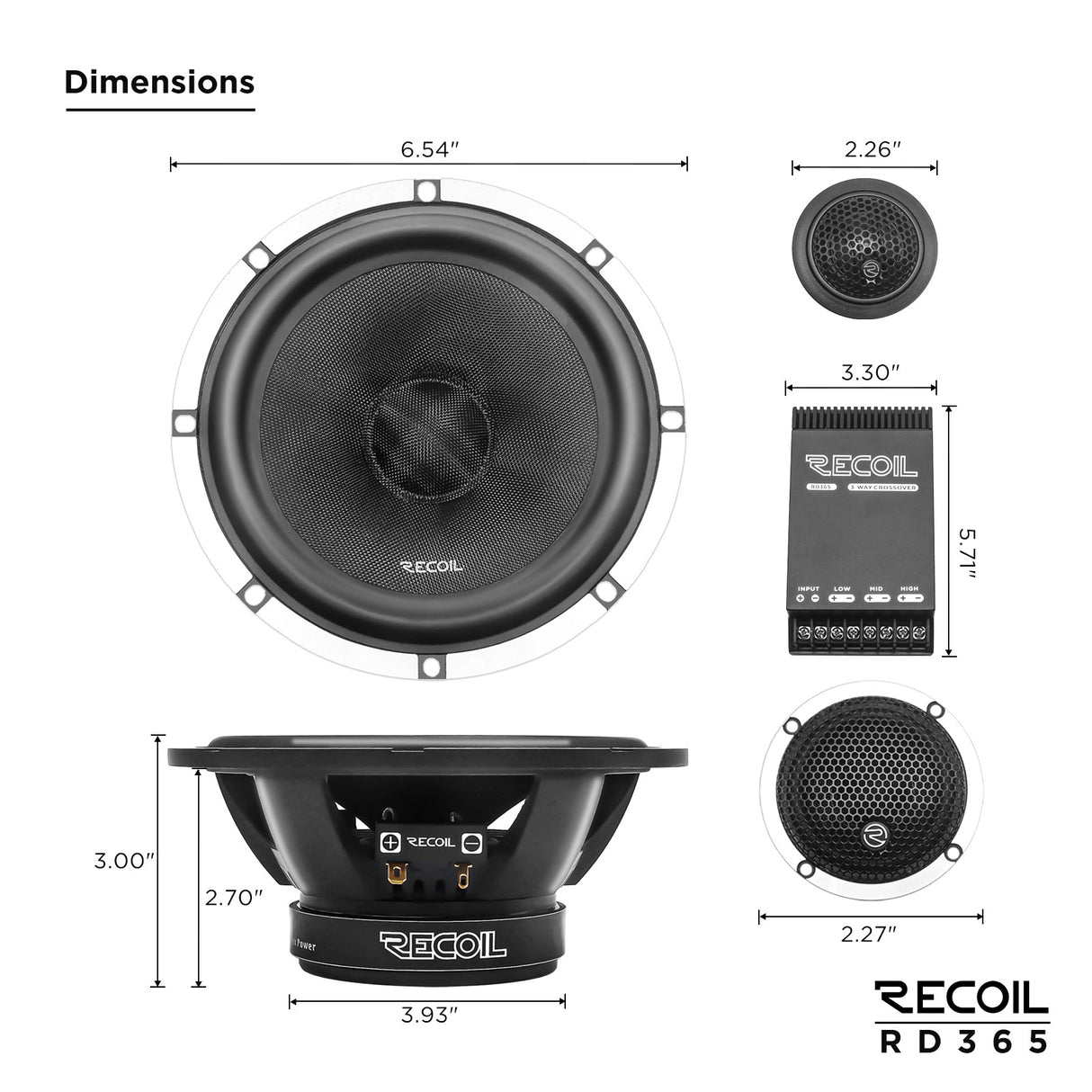 Recoil ECHO PRO SERIES 3-Way Component Speaker System (RD365)