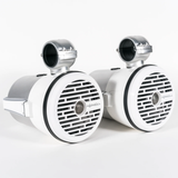 Roswell R1 8" Wakeboard Tower Speakers with Clamps + RGB (White) (R18TOWERWHITE)