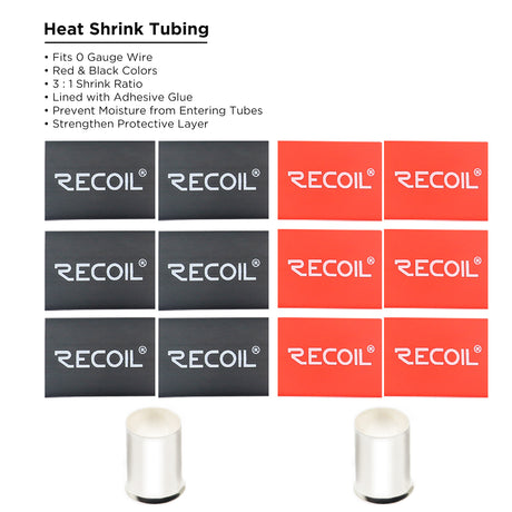 RECOIL Wire Ferrules 1/0 AWG - 12 Pack (6 Red, 6 Black) (WF012)