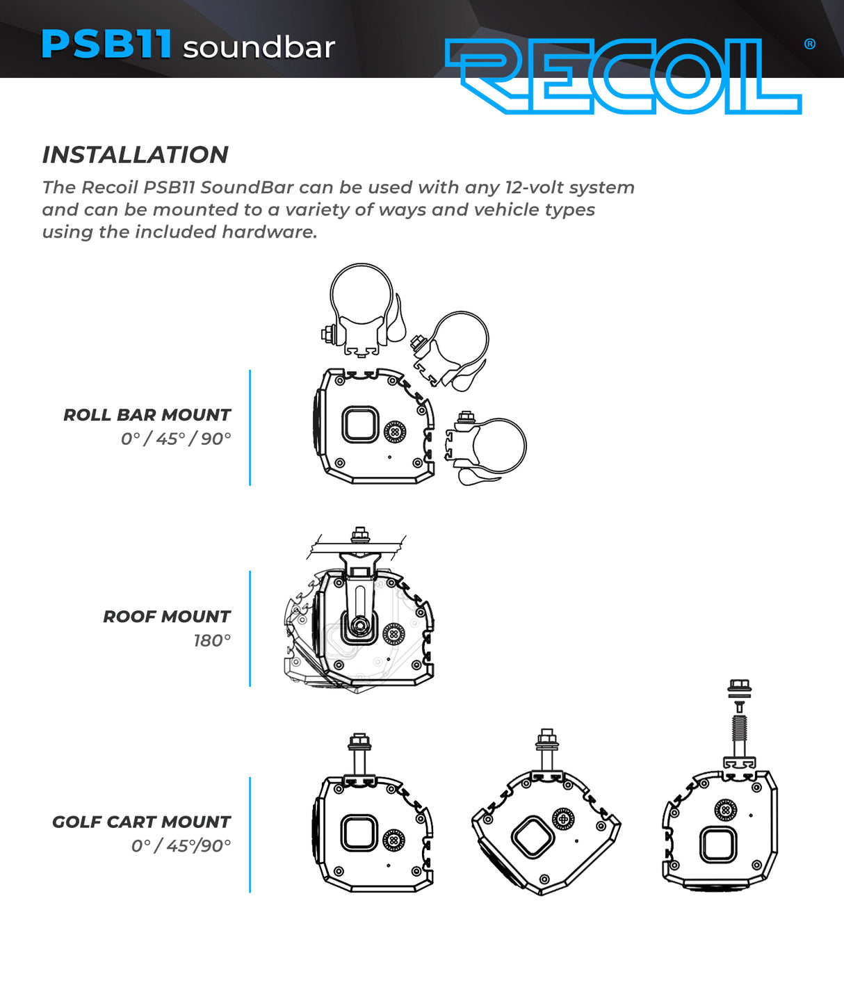 Recoil Bluetooth Amplified 11-Speaker Sound Bar (PSB11)