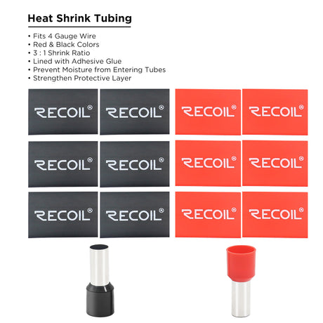 RECOIL Wire Ferrules 4 AWG - 12 Pack (6 Red, 6 Black) (WF412)