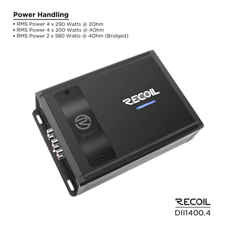 Recoil DII SERIES 4-Channel Amplifier 200 Watts x 4 RMS @ 4 Ohms (DII14004)
