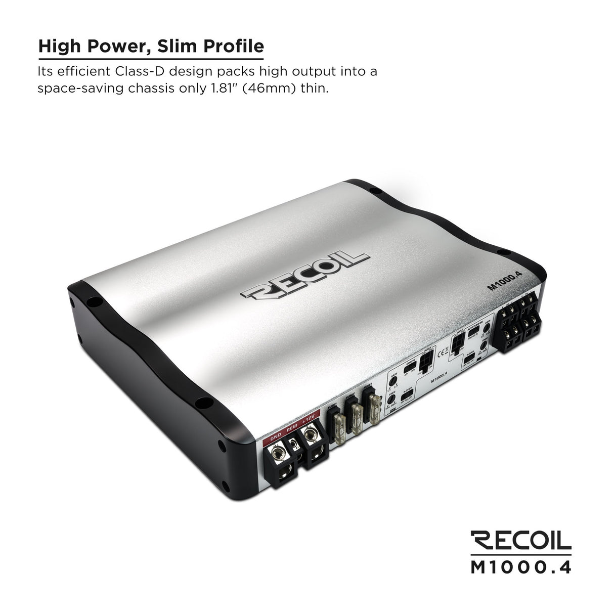 RECOIL Marine Grade 4-Channel Amplfiier - 160 Watts x 4 RMS @ 4 Ohms (M10004)
