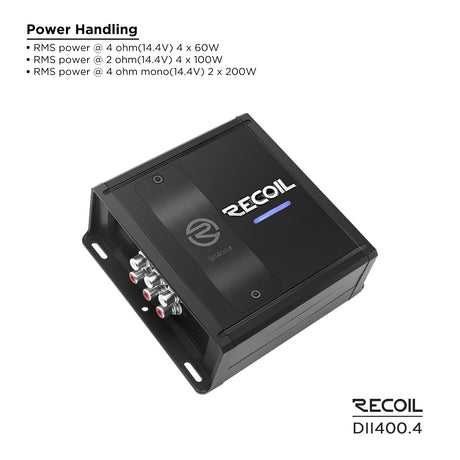 Recoil DII SERIES 4-Channel Amplifier 62 Watts x 4 RMS @ 4 Ohms (DII4004)
