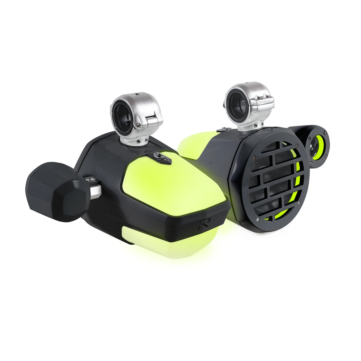 Roswell R1 PRO Wakeboard Tower Speakers with Clamps + RGB (Black) (R1PROTOWERBLACK)