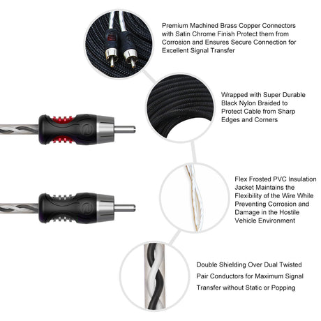 RECOIL ECHO PRO SERIES 2-Channel 9 FT RCA Cable (PCI29)
