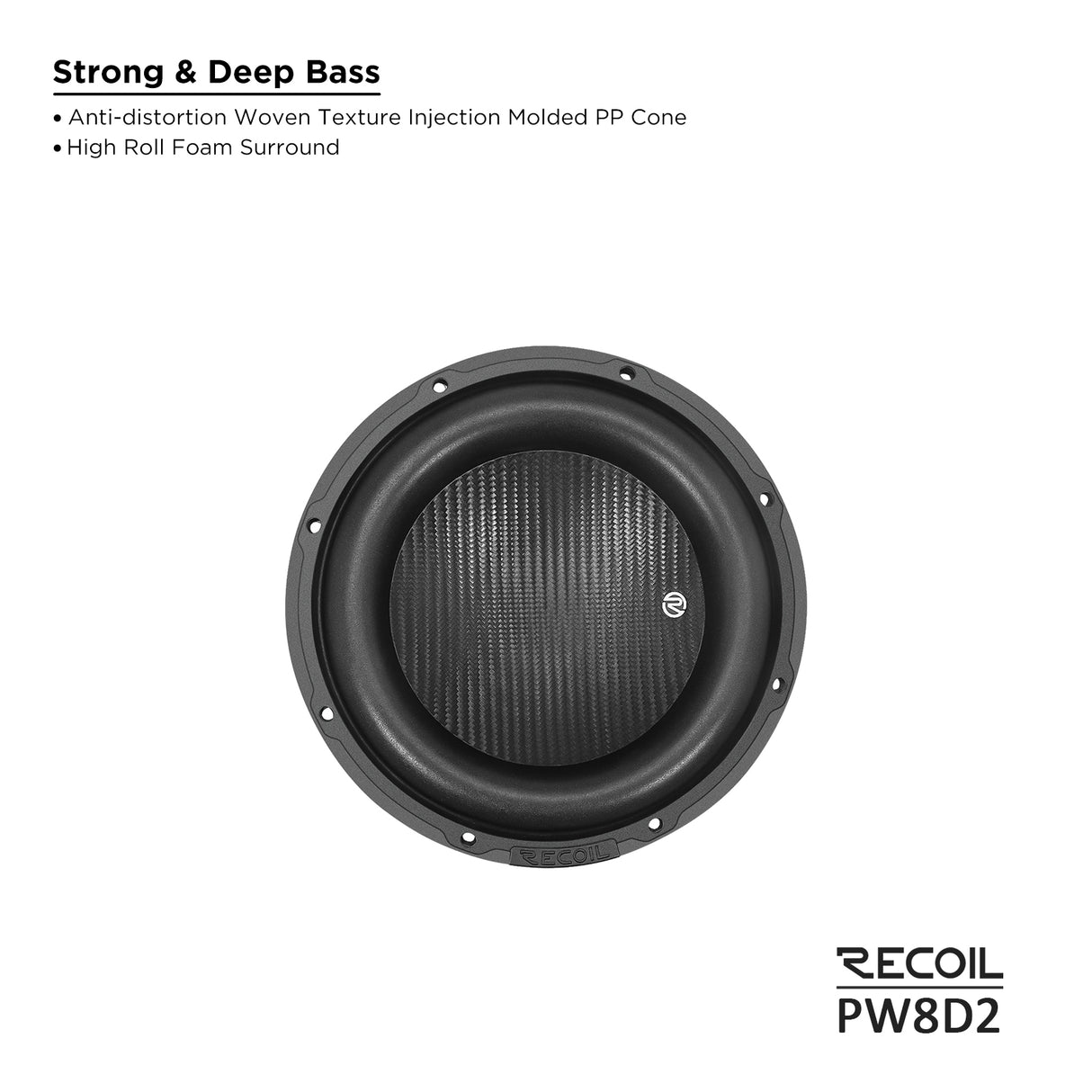 Recoil ECHO PRO SERIES 8" Dual 2 Ohm Subwoofer - 500 Watts RMS Power Handling (PW8D2)