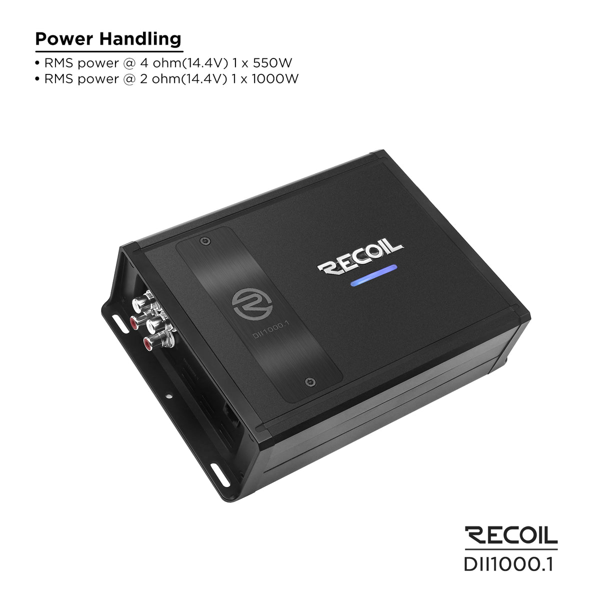 Recoil DII SERIES Mono Block Amplifier 1,000 Watts RMS x 1 @ 2 Ohms (DII10001)